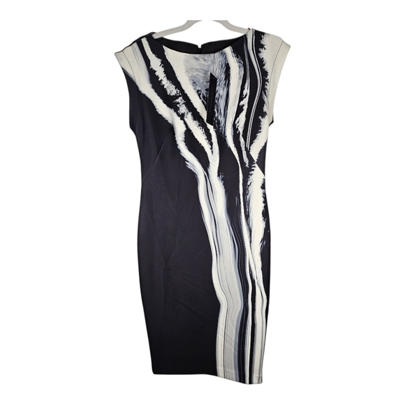 Donna Karan New York Women's Printed‎ Scuba Sheath Dress Black/White Size 2, 4 - Picture 7 of 7